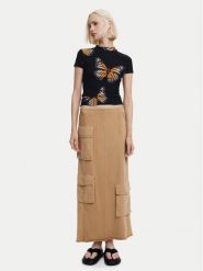 Desigual T-Shirt Croise 24WWTK55 Czarny Slim Fit. Czarne t-shirty Desigual, m, bez wzorów, z wiskozy, bez kołnierzyka, bez ramiączek. Za 119.99 zł.