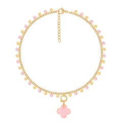 Bransoletka Sophie z różową emalią z koniczyną. Czerwone bransoletki Lilou, pozłacane. Za 267.00 zł.