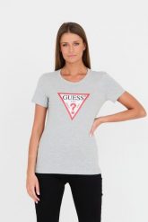 GUESS Szary damski t-shirt bawełniany Original Tee, Rozmiar XL. Szare t-shirty Guess, s, z aplikacjami, z bawełny, bez kołnierzyka, bez ramiączek. W wyprzedaży za 129.99 zł.