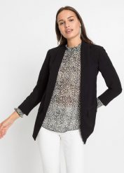 Długi żakiet. Czarne marynarki i żakiety bonprix, bez wzorów, eleganckie. Za 169.99 zł.