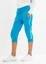 Spodnie 3/4 do biegania z bawełny (2 pary). Niebieskie spodnie dresowe bonprix, bez wzorów, z bawełny. Za 189.99 zł.