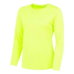 Koszulka Damska Z Długim Rękawem. Żółte bluzki JUST COOL, s, bez wzorów, sportowe, bez kołnierzyka, bez ramiączek. Za 58.99 zł.