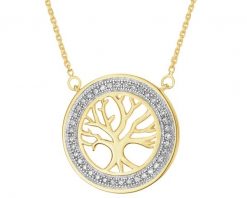 Naszyjnik z żółtego złota z diamentami - drzewko - 0,10 ct - próba 375. Żółte naszyjniki Apart, z diamentem, złote. Za 4,990.00 zł.