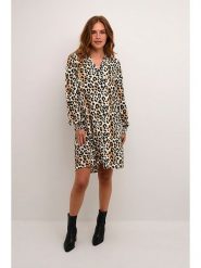 CULTURE Sukienka w kolorze beżowo-brązowym rozmiar: XXL. Brązowe sukienki Culture, xxl, bez wzorów, z wiskozy, bez kołnierzyka, bez ramiączek, midi. Za 142.95 zł.