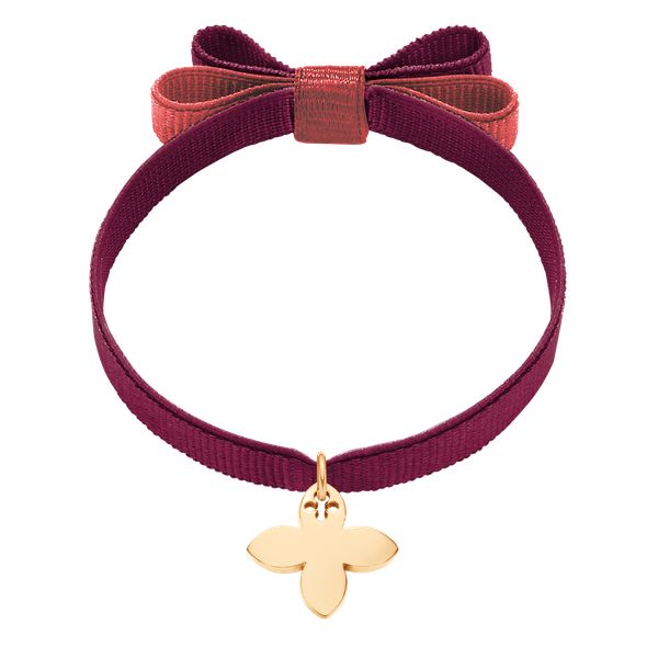 Bransoletka z lilijką na wstążce. Czerwone bransoletki Lilou, pozłacane. Za 148.00 zł.