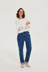 Gładkie jeansy niebieskie. Niebieskie jeansy MOODO, l, bez wzorów. Za 149.99 zł.