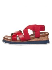 Ara Shoes Skórzane sandały w kolorze czerwonym na koturnie rozmiar: 39. Czerwone sandały Ara Shoes, bez wzorów, z otwartym noskiem, bez obcasa, na koturnie, bez zapięcia. Za 174.02 zł.