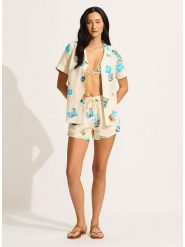 Seafolly Bluzka w kolorze kremowo-turkusowym rozmiar: L. Brązowe bluzki Seafolly, l, bez wzorów, bez kołnierzyka, bez ramiączek. Za 167.28 zł.