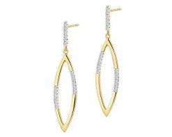 Kolczyki z żółtego złota z diamentami - 0,12 ct - próba 585. Żółte kolczyki Apart, z diamentem, złote. Za 4,090.00 zł.