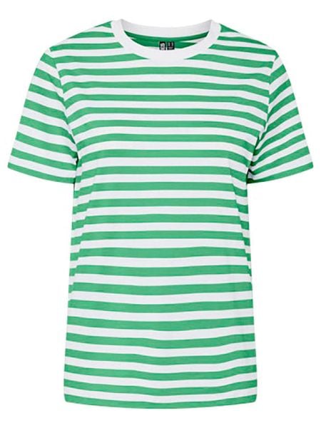 Pieces Koszulka w kolorze zielono-białym rozmiar: XS. Zielone bluzki Pieces, xs, bez wzorów, z bawełny, bez kołnierzyka, bez ramiączek. Za 56.79 zł.