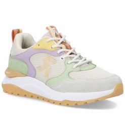 Półbuty damskie sneakersy beżowe Rieker W2506-60. Brązowe obuwie sportowe Rieker, ze skóry ekologicznej, bez zapięcia. Za 379.00 zł.