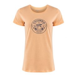 Koszulka trekkingowa damska Columbia Daisy Days Graphic. Brązowe bluzki Columbia, s, bez wzorów, sportowe, bez kołnierzyka, bez ramiączek. Za 59.99 zł.