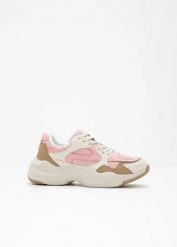 Sneakersy chunky. Brązowe obuwie sportowe bonprix, z materiału, bez zapięcia. Za 144.99 zł.