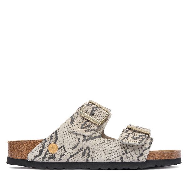 Klapki Birkenstock. Brązowe klapki Birkenstock, bez wzorów, bez obcasa. Za 629.99 zł.