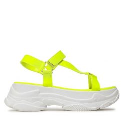 Sandały Jenny Fairy. Zielone sandały Jenny Fairy, bez wzorów, bez obcasa, na płaskiej podeszwie, bez zapięcia. Za 179.99 zł.