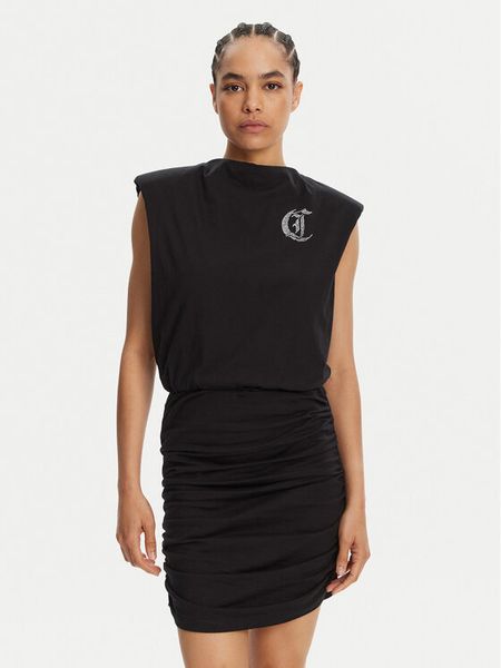Just Cavalli Sukienka codzienna 78PAOE11 Czarny Regular Fit. Czarne sukienki Just Cavalli, na co dzień, s, bez wzorów, z bawełny, bez kołnierzyka, bez ramiączek, proste. Za 579.99 zł.