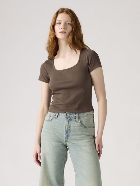 Levi's Koszulka w kolorze brązowym rozmiar: M. Brązowe bluzki Levi's®, m, bez wzorów, z bawełny, bez kołnierzyka, bez ramiączek. Za 71.89 zł.