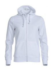 Clique Basic Hoody Full Zip Women - bluza z kapturem damska biała, tkanina. Białe bluzy CLIQUE, l, bez wzorów, z bawełny, z kapturem. Za 187.61 zł.