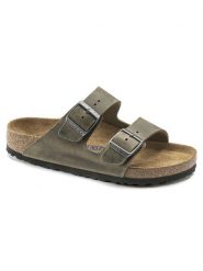 Birkenstock Klapki Arizona Sfb 1019377 Khaki. Brązowe klapki Birkenstock, bez wzorów, ze skóry, bez obcasa. Za 589.99 zł.