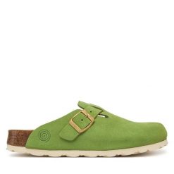 Klapki Dr. Brinkmann. Zielone klapki Dr. Brinkmann, bez wzorów, bez obcasa. Za 299.99 zł.