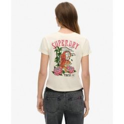 Koszulka z kryształkami do tatuażu. Białe koszulki sportowe Superdry, bez wzorów, bez ramiączek. W wyprzedaży za 160.70 zł.