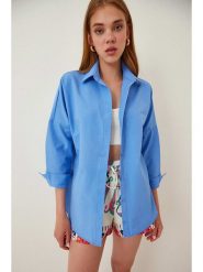 Hapiness Istanbul Koszula w kolorze błękitnym rozmiar: 40. Niebieskie koszule Hapiness Istanbul, bez wzorów, bez kołnierzyka, bez ramiączek. Za 57.06 zł.