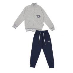 Bluza wytrzymały z pełny zamek błyskawiczny na co dzień. Niebieskie bluzy LEONE 1947 APPAREL, bez wzorów, z bawełny, bez kaptura. W wyprzedaży za 112.15 zł.