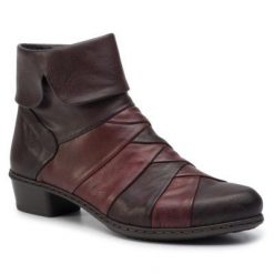 RIEKER Y0791-26 Brązowy. Brązowe botki Rieker, bez wzorów, ze skóry ekologicznej, bez obcasa, bez zapięcia. Za 269.99 zł.