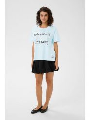 Kaffe Koszulka w kolorze błękitno-czarnym rozmiar: L. Niebieskie bluzki Kaffe, l, bez wzorów, z bawełny, bez kołnierzyka, bez ramiączek. Za 78.99 zł.