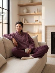 Bluza polarowa half-zip - fioletowy. Fioletowe bluzy Sinsay, l, bez wzorów, z polaru, bez kaptura. Za 59.99 zł.