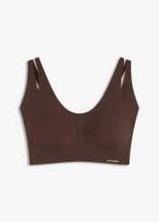 Bezszwowy biustonosz wyściełany typu braletka z kolekcji Feel Comfort. Brązowe biustonosze bonprix, bez wzorów. Za 47.99 zł.