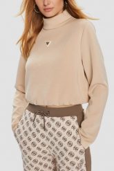 GUESS Beżowa damska bluza Olympe. Brązowe bluzy Guess, m, z aplikacjami, bez kaptura. W wyprzedaży za 319.99 zł.