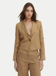 Marella Marynarka Papiro 2615041042 Beżowy Regular Fit. Brązowe marynarki i żakiety Marella, bez wzorów, ze lnu. Za 779.99 zł.