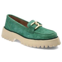 Zielone Mokasyny Filippo Stylowe Obuwie Damskie. Zielone mokasyny Filippo, bez wzorów, bez obcasa. Za 186.99 zł.