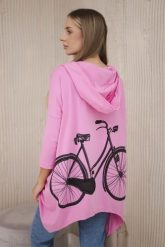 Bluza z nadrukiem roweru jasno różowa. Czerwone bluzy KESI, l, bez wzorów, z bawełny, z kapturem. Za 218.51 zł.