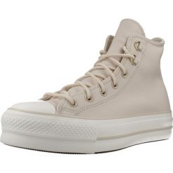 Buty CONVERSE CHUCK TAYLOR ALL STAR LIFT HI Nago. Czerwone trampki Converse, bez wzorów, ze skóry, bez zapięcia. Za 363.99 zł.