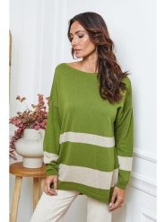 So Cachemire Sweter "Ellev" w kolorze zielono-beżowym rozmiar: XL. Zielone swetry So Cachemire, xl, bez wzorów, z kaszmiru, bez ramiączek. Za 231.68 zł.