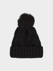 4F Czapka zimowa damska - czarna M. Czarne czapki 4f, bez wzorów, z polaru. W wyprzedaży za 39.99 zł.
