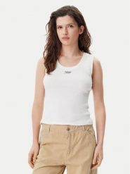 Tommy Jeans Top DW0DW21369 Biały Slim Fit. Białe topy Tommy Jeans, xs, bez wzorów, z bawełny, bez kołnierzyka, bez ramiączek. Za 89.99 zł.