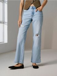 Jeansy straight - niebieski. Niebieskie jeansy Sinsay, l, bez wzorów. Za 69.99 zł.