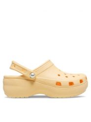 Crocs Klapki Classic Platform Pearl Clog 211231 Żółty. Żółte klapki Crocs, bez wzorów, z tworzywa sztucznego, bez obcasa. Za 269.99 zł.