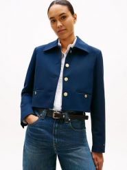 Tommy Hilfiger Krótka marynarka Kobiety Sztuczne włókno niebieski, 42. Niebieskie marynarki i żakiety TOMMY HILFIGER, z aplikacjami, z dżerseju, eleganckie. Za 479.95 zł.