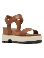 Sorel Sandały "Joanie IV" w kolorze jasnobrązowym rozmiar: 38. Brązowe sandały Sorel, bez wzorów, klasyczne, z otwartym noskiem, bez obcasa, bez zapięcia. Za 260.99 zł.