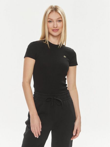 Lacoste T-Shirt TF5538 Czarny Regular Fit. Czarne t-shirty Lacoste, bez wzorów, z bawełny, bez kołnierzyka, bez ramiączek. Za 179.99 zł.