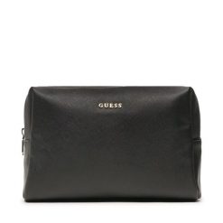 Kosmetyczka Guess. Czarne kufry i kosmetyczki Guess, z aplikacjami, bez dodatków. Za 349.99 zł.