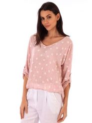 Lin Passion Lniana koszulka w kolorze jasnoróżowym rozmiar: 40/42. Różowe bluzki Lin Passion, bez wzorów, ze lnu, klasyczne, bez kołnierzyka, bez ramiączek. Za 121.99 zł.