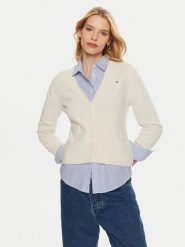 Tommy Hilfiger Kardigan WW0WW43092 Beżowy Regular Fit. Brązowe kardigany TOMMY HILFIGER, xs, bez wzorów, z wełny. Za 359.99 zł.