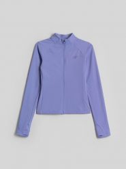4F Bluza do jogi slim szybkoschnąca damska - niebieska XL. Niebieskie bluzy 4f, l, bez wzorów, z włókna, bez kaptura. Za 199.99 zł.