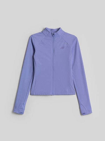4F Bluza do jogi slim szybkoschnąca damska - niebieska XL. Niebieskie bluzy 4f, l, bez wzorów, z włókna, bez kaptura. Za 199.99 zł.