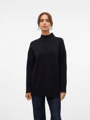 Vero Moda Sweter "Gold" w kolorze czarnym rozmiar: L. Czarne swetry Vero Moda, l, bez wzorów, ze splotem, bez ramiączek. Za 74.81 zł.